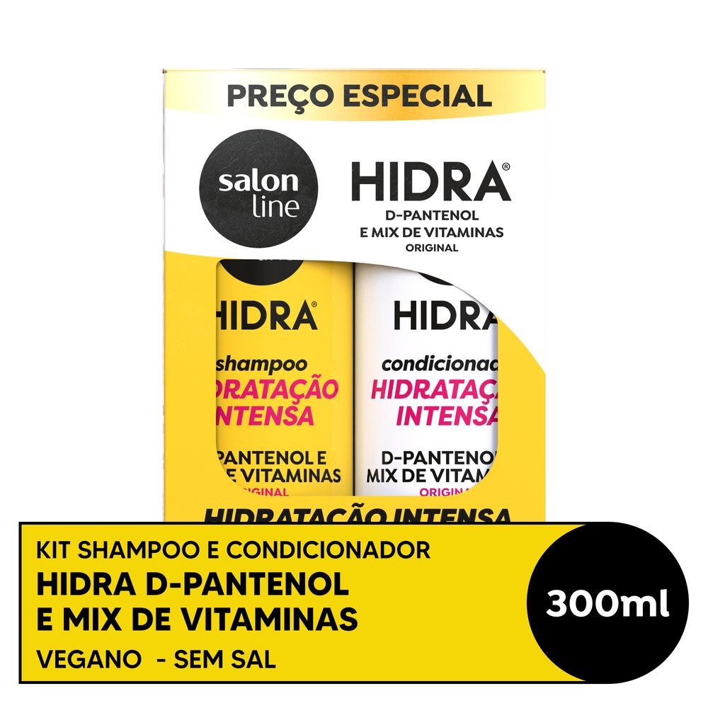 Kit Salon Line Hidra D-Pantenol e Mix de Vitaminas Shampoo 300ml + Condicionador 300ml em Oferta na Shopee