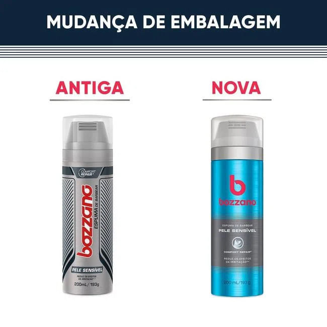 Espuma de Barbear Bozzano Pele Sensível 200ml em Oferta na Shopee