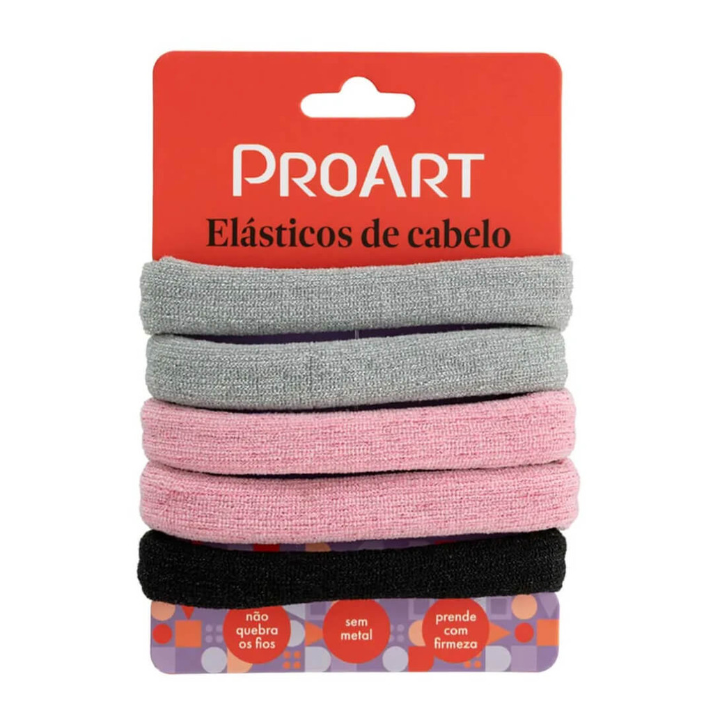 Elástico de Cabelo ProArt Rosa Cinza e Preto 5 unidades em Oferta na Shopee