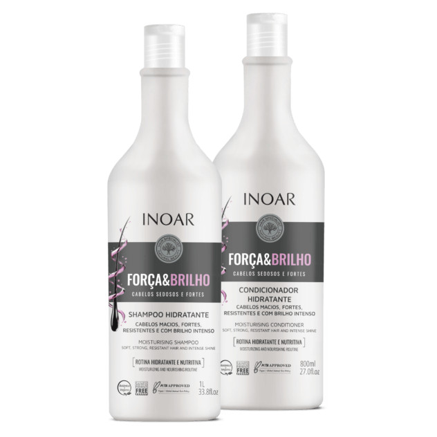 Kit Inoar Força & Brilho Shampoo Hidratante 1000ml e Condicionador Hidratante 800ml em Oferta na Shopee