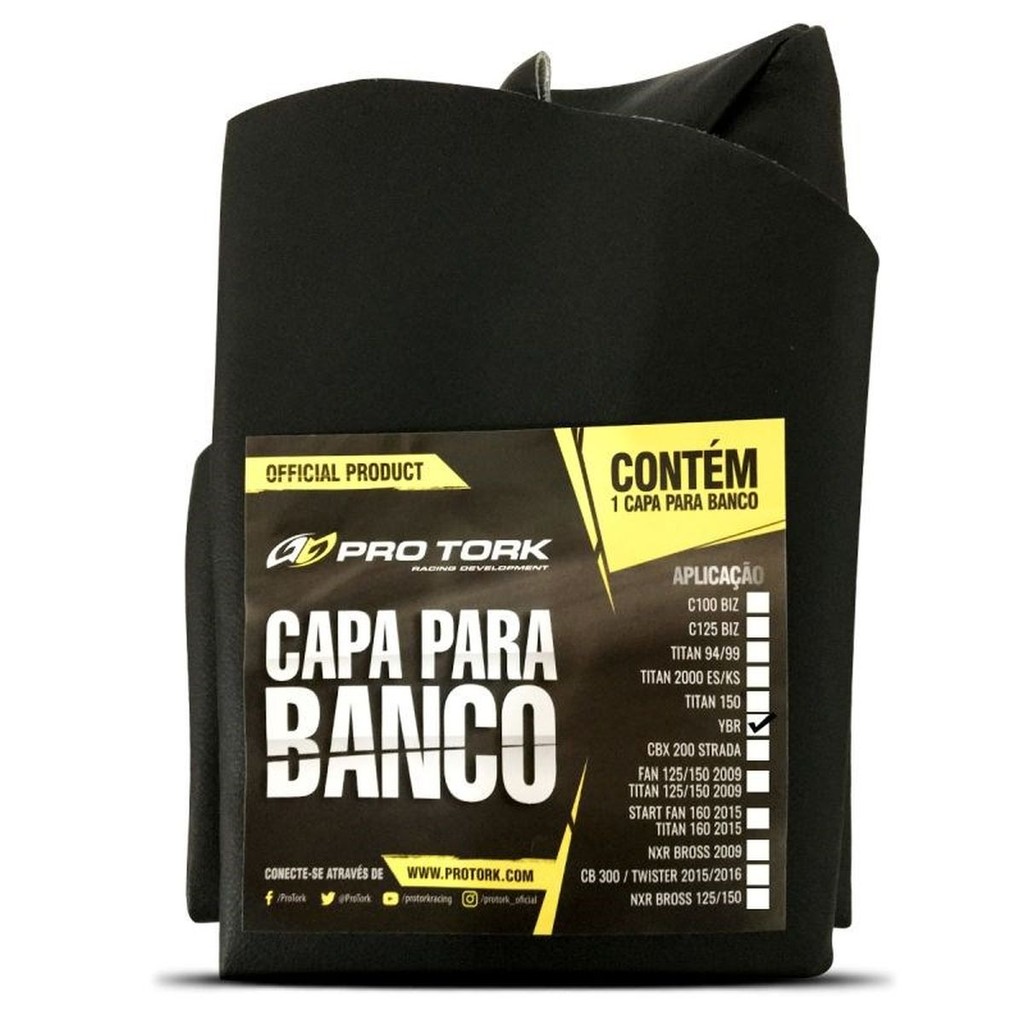 CAPA PARA BANCO ASSENTO COMPLETO CONFORTÁVEL FORRADO MODELO ORIGINAL PRO TORK MOTO YAMAHA YBR 125 FACTOR ANO 2009 A 2016