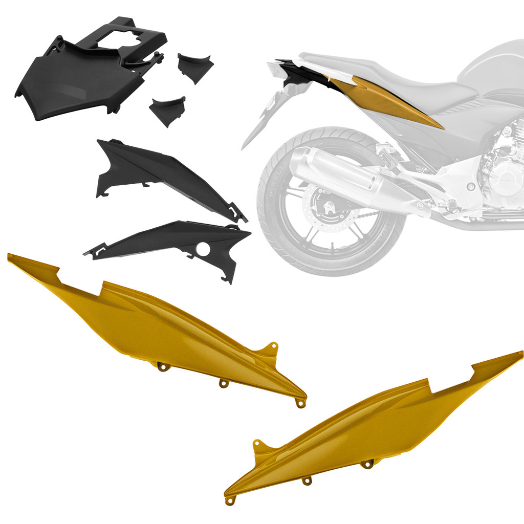 KIT DE CARENAGEM CONJUNTO COMPLETO 3 PEÇAS REPOSIÇÃO CARCAÇA MODELO ORIGINAL PRO TORK MOTO HONDA CB 300 ANO 2010 A 2012