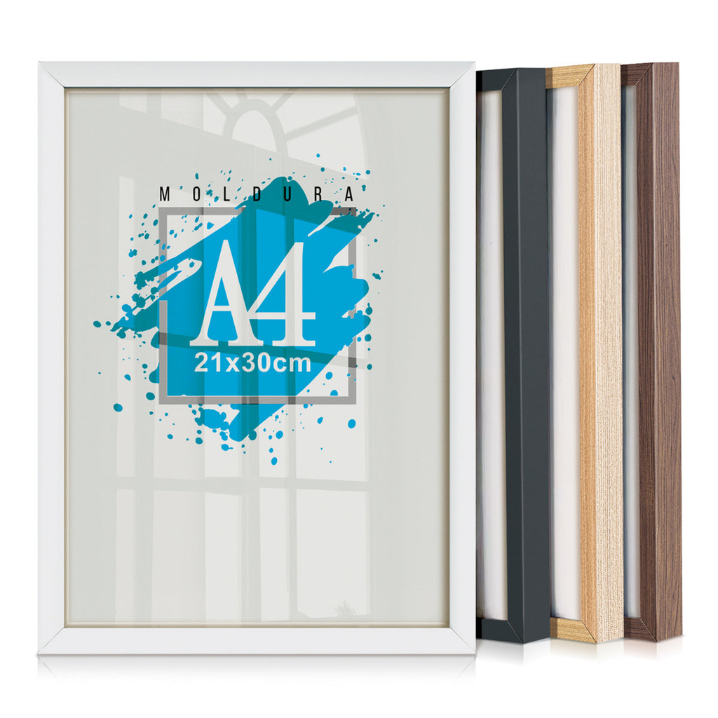 Kit 2 Molduras Para Quadro Decorativo A4 21x30 Diploma Certificado Com Vidro ou Acetato Caixa Alta
