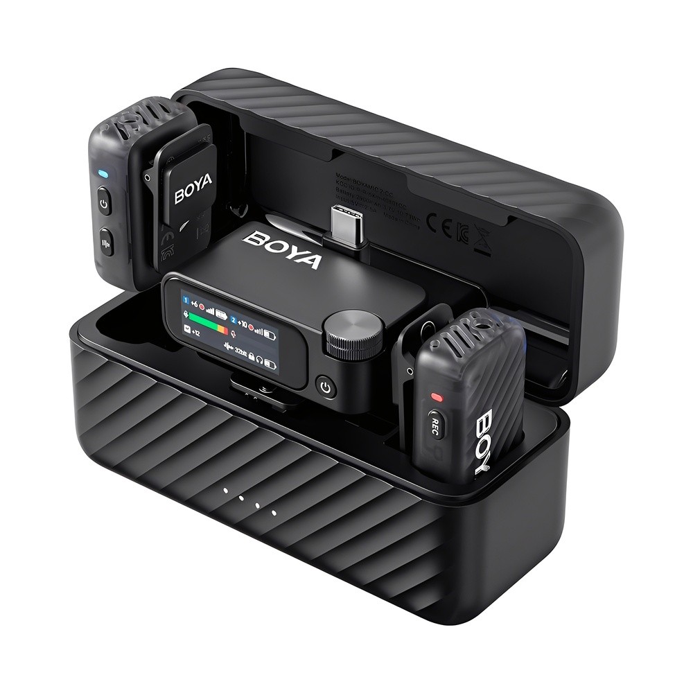 Microfone de Lapela Boya Boyamic 2-02 Usb C/3.5mm Preto