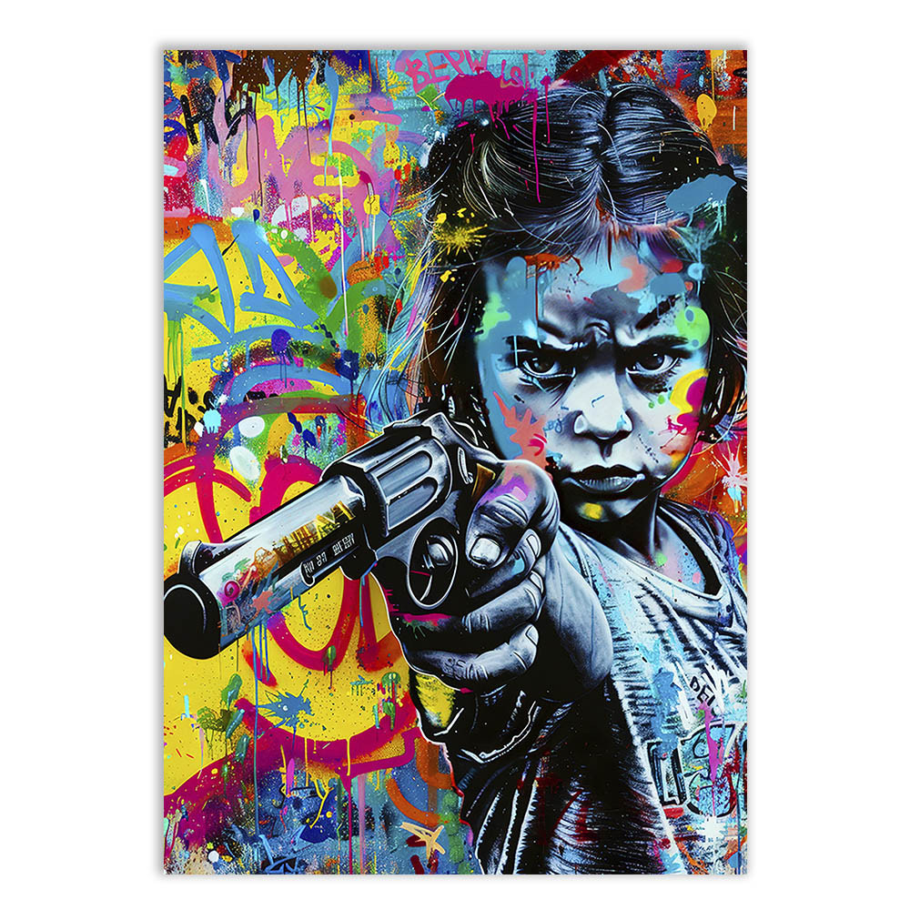Placa Decorativa Grafite Garotinha Arte De Rua Banksy Decoração Poster Quarto Sala