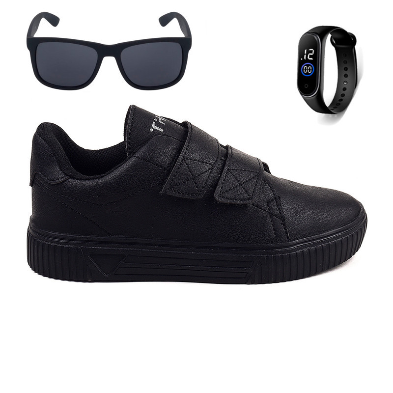 Sapatênis Infantil Calce Fácil Jogger Estiloso Moderno Casual Dia a Dia + Relógio e Óculos Crianças