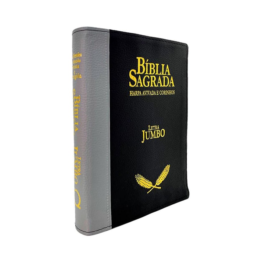 Biblia Rc Letra Jumbo Com Harpa Capa Luxo Cinza E Preta em Oferta na Shopee