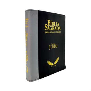 Biblia Rc Letra Jumbo Com Harpa Capa Luxo Cinza E Preta em Oferta na Shopee