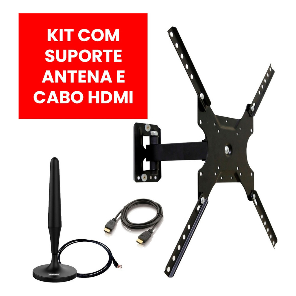 Suporte Para Televisão Parede Articulado 23 a 55 Polegadas Com Antena Digital Interna Omnidirecional