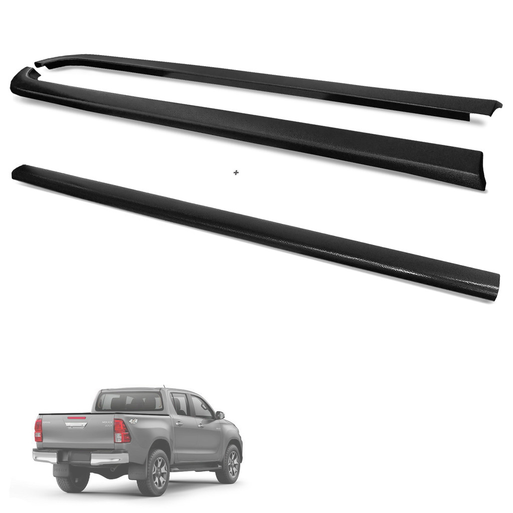Kit Protetor de Borda Hilux CD 2016 a 2025 Lateral e Tampa Caçamba