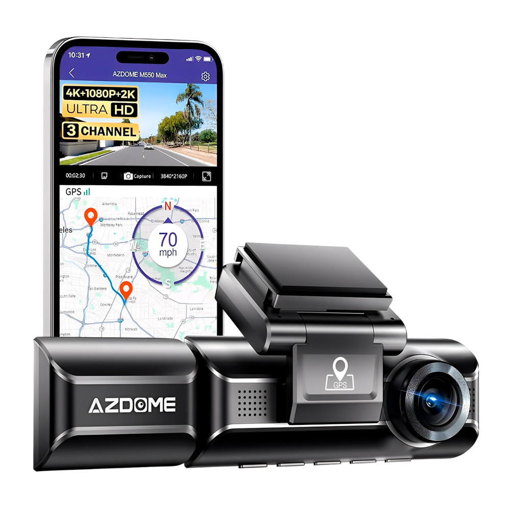 Câmera Painel Azdome M550 Pro DashCam Wi-Fi 3CH Gps 3.18 em Oferta na Shopee