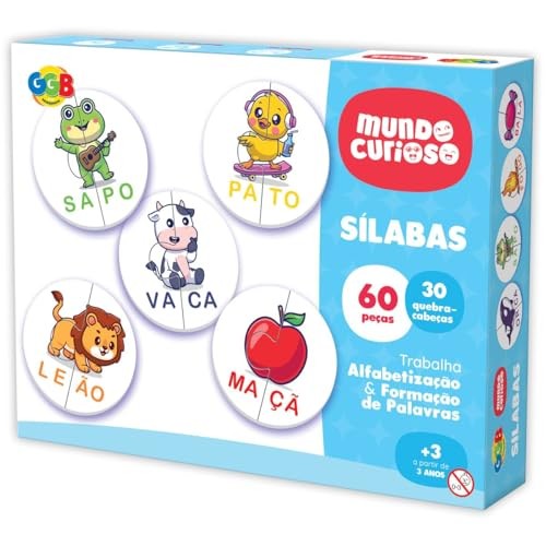 Jogo Sílabas 60 Peças 30 Quebra-Cabeça GGB Plast