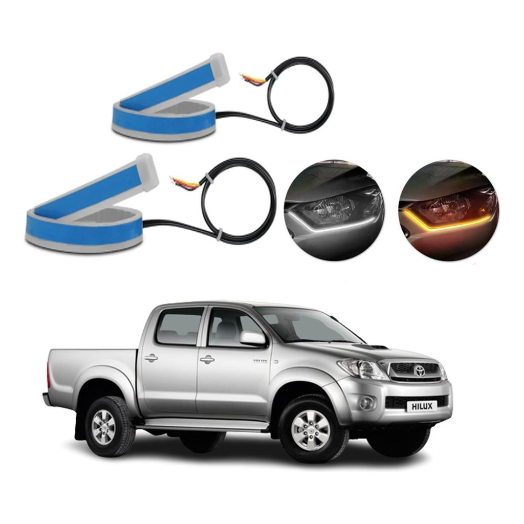 Kit Fitas Led Drl Farol + Seta 12v 45cm Hilux 2009 2010 2011