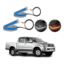 Kit Fitas Led Drl Farol + Seta 12v 45cm Hilux 2009 2010 2011