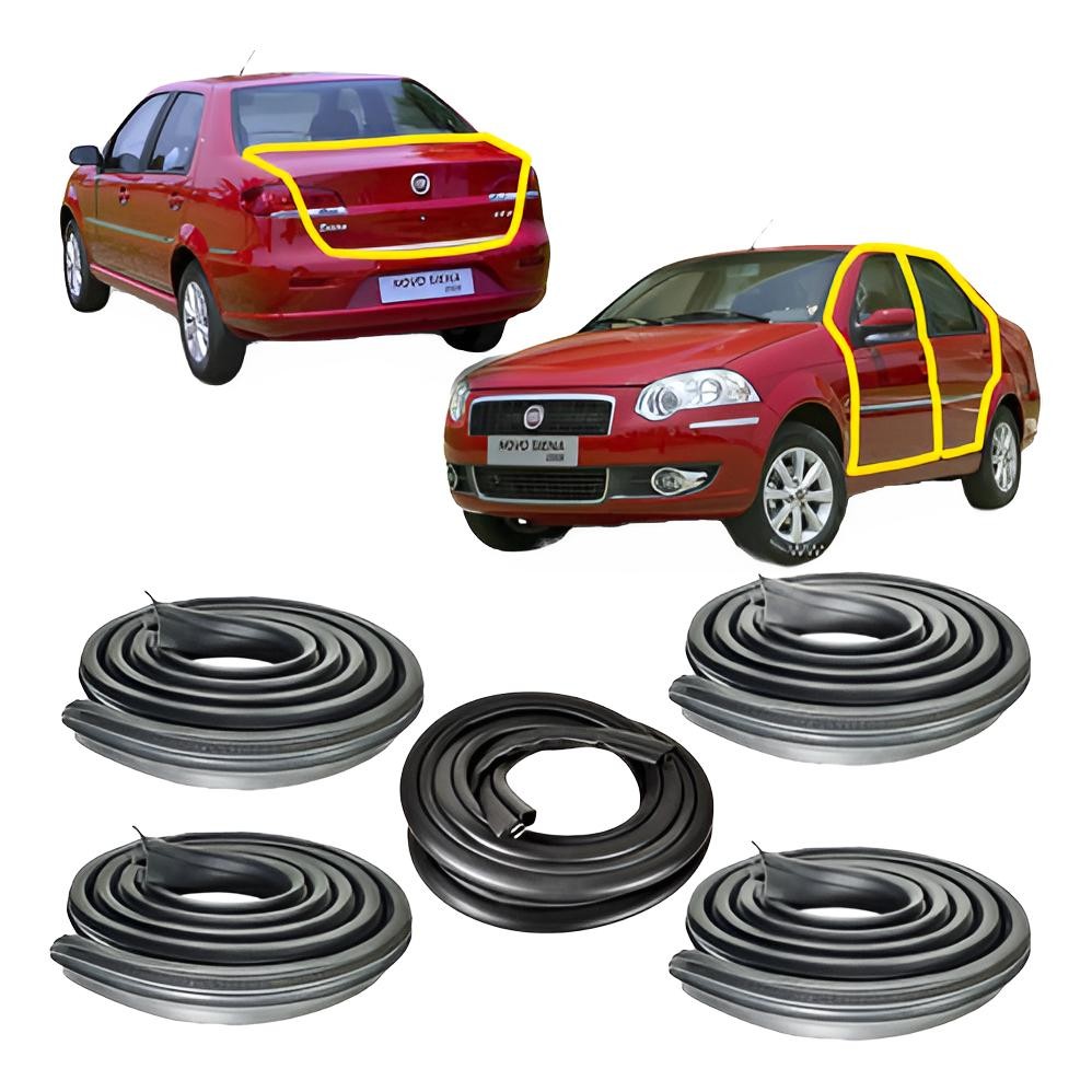 Jogo 4 Borrachas Portas E 1 Mala Fiat Siena Fire Elx 2010 em Oferta na Shopee