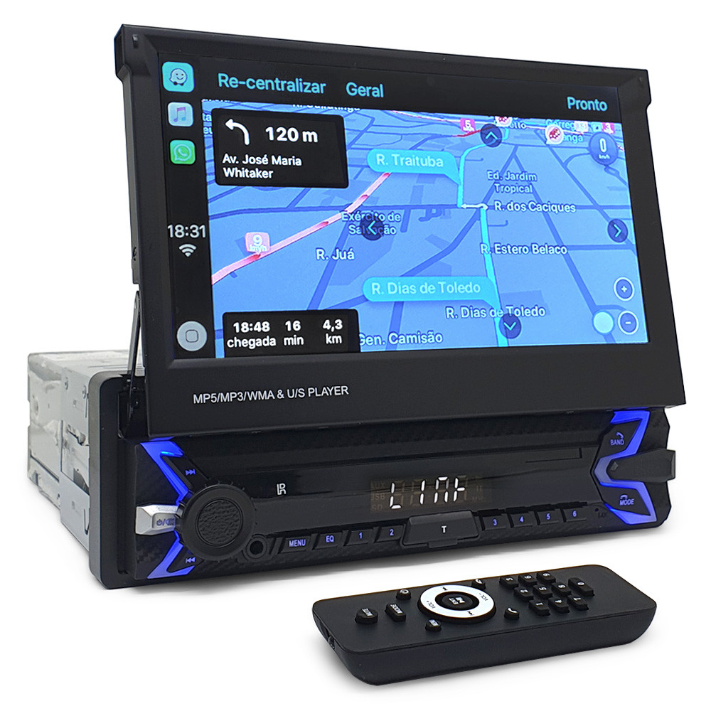 Central Multimídia Tela Retrátil Peugeot 307 Bluetooth Espelhamento Celular Android Auto Carplay USB