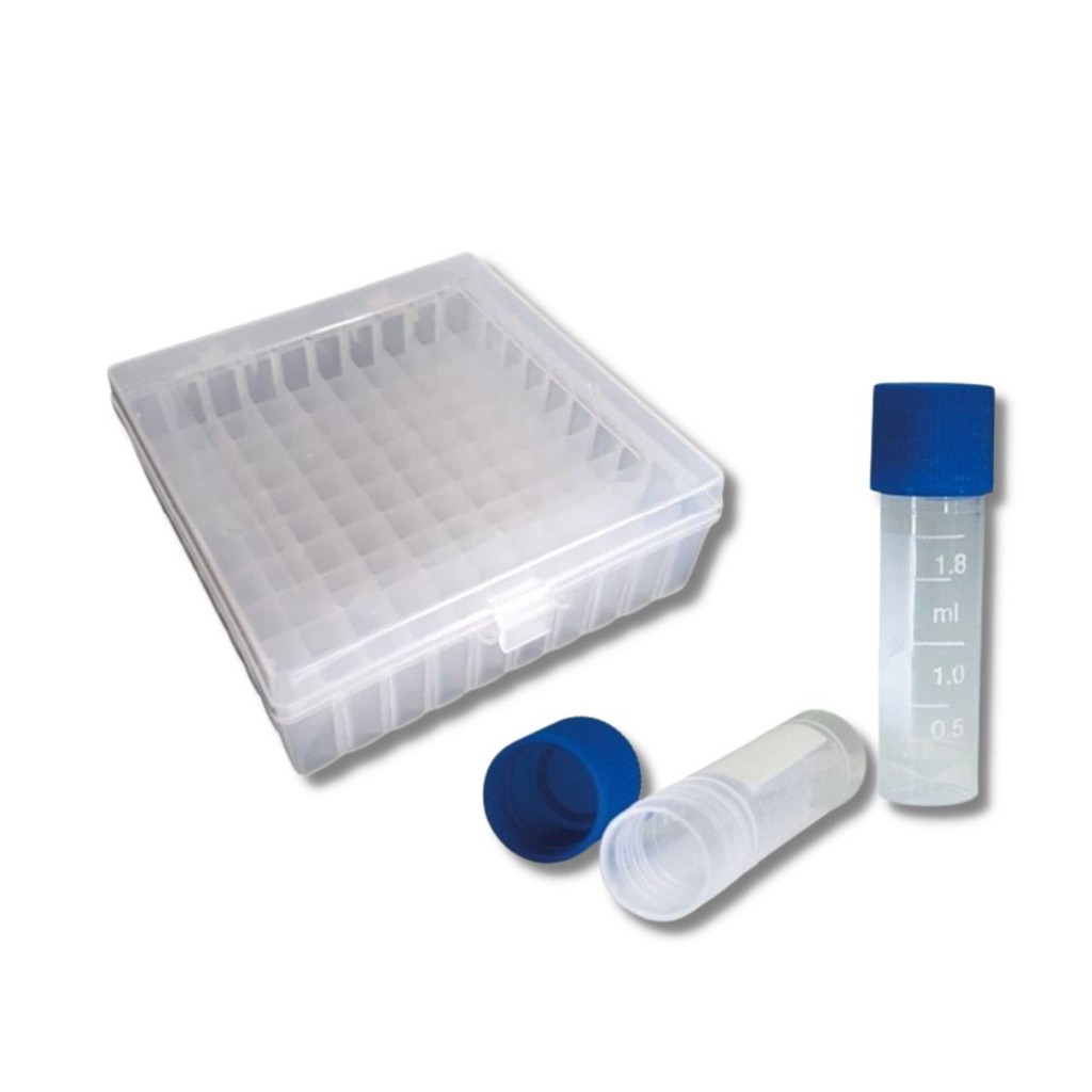 Caixa Criopreservação de 100 Microtubos de Centrifugação ou Tubos Criogênicos 1,5ml/2ml.