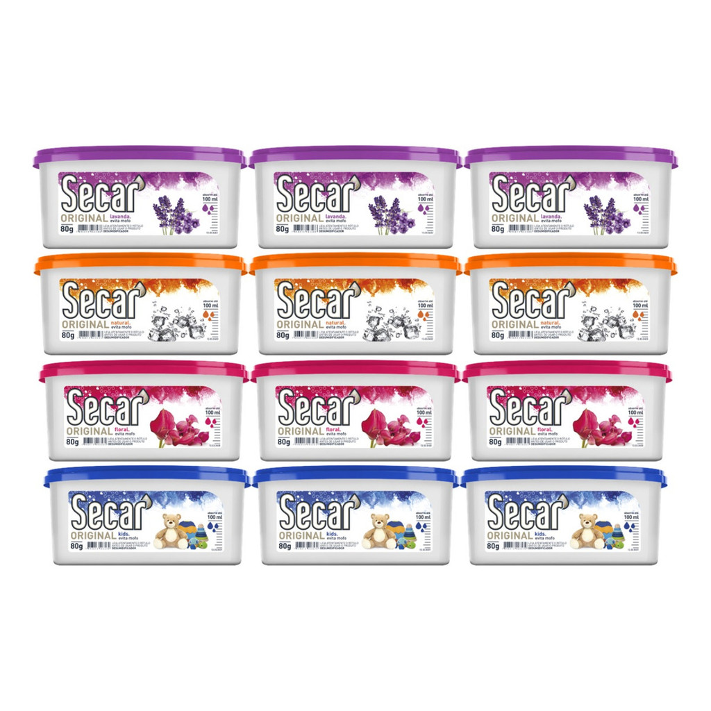 Kit C/ 12un Anti Mofo Secar 80g - Desumidificador, Armario