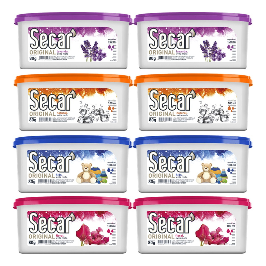Kit C/ 8un Anti Mofo Secar 80g - Desumidificador, Armario