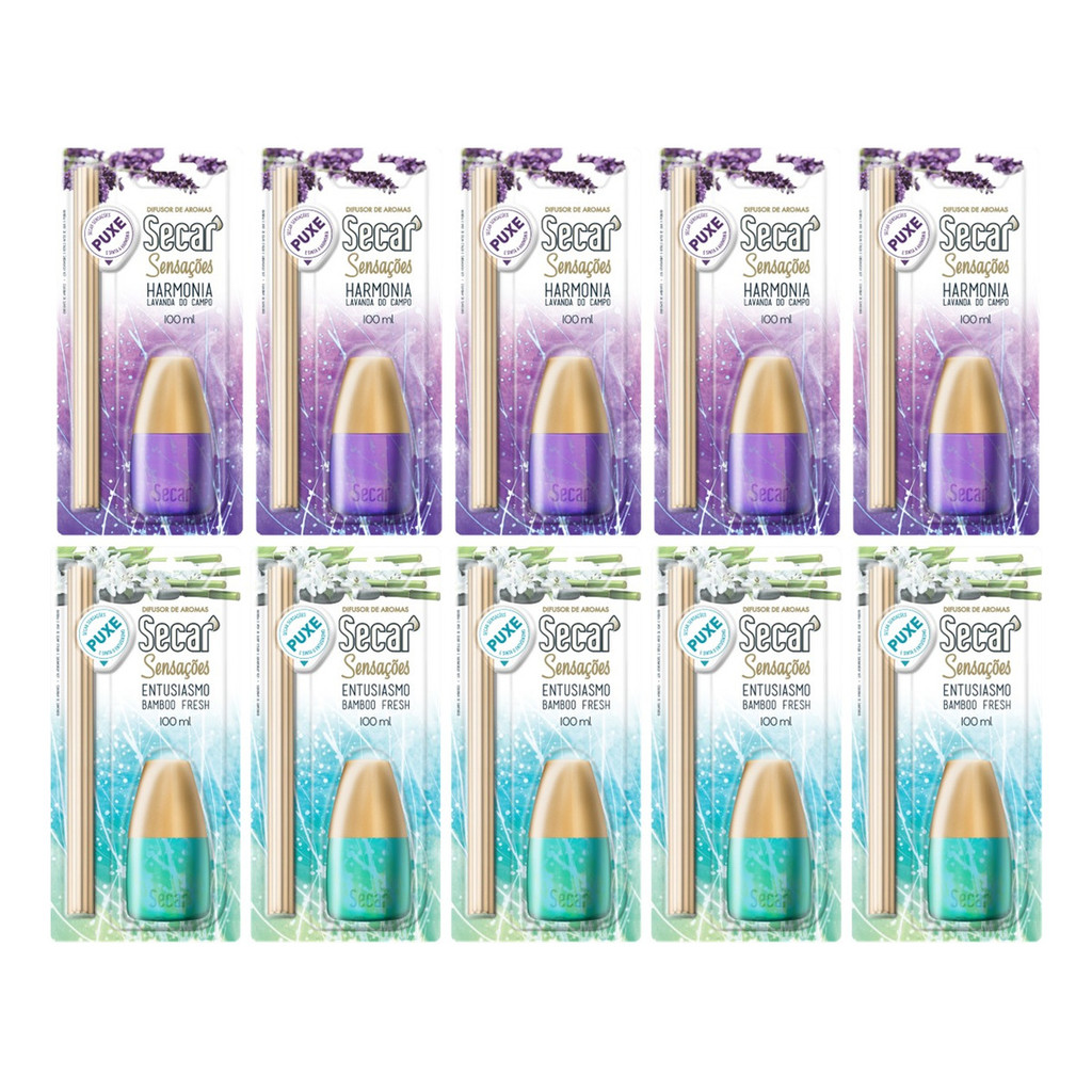 Kit C/10un Difusor de Aromas Secar Sensações 100ml em Oferta na Shopee