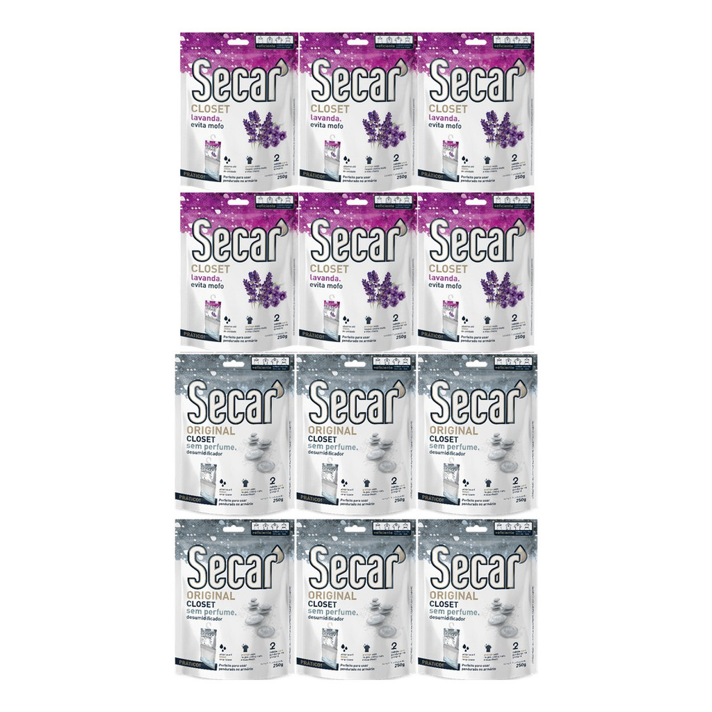Kit C/ 12un Anti Mofo Secar Closet 250g - Desumidificador, Guarda Roupas