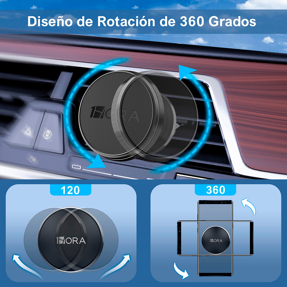 Suporte Magnético 1Hora p/Celular Smartphone Carro Preto — imagem 2 de 2