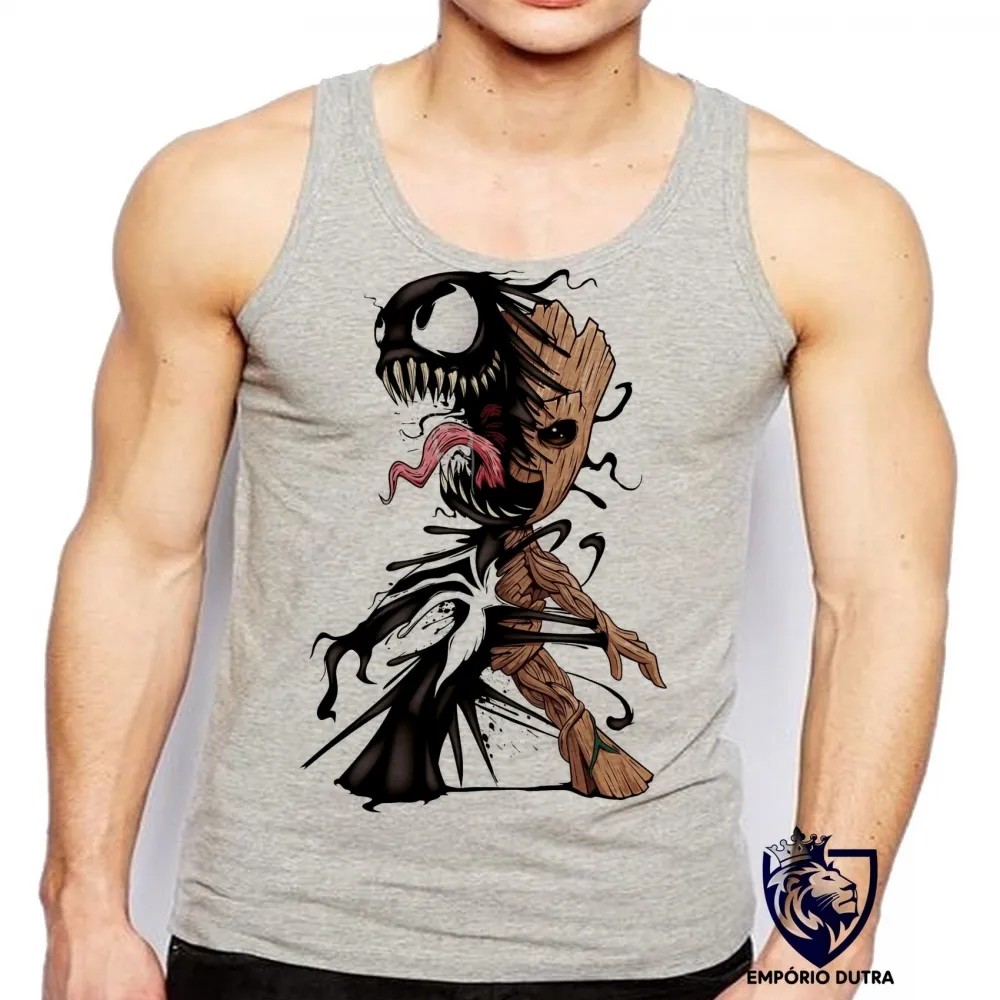 Camiseta Regata adulto ou infantil venom homem aranha groot
