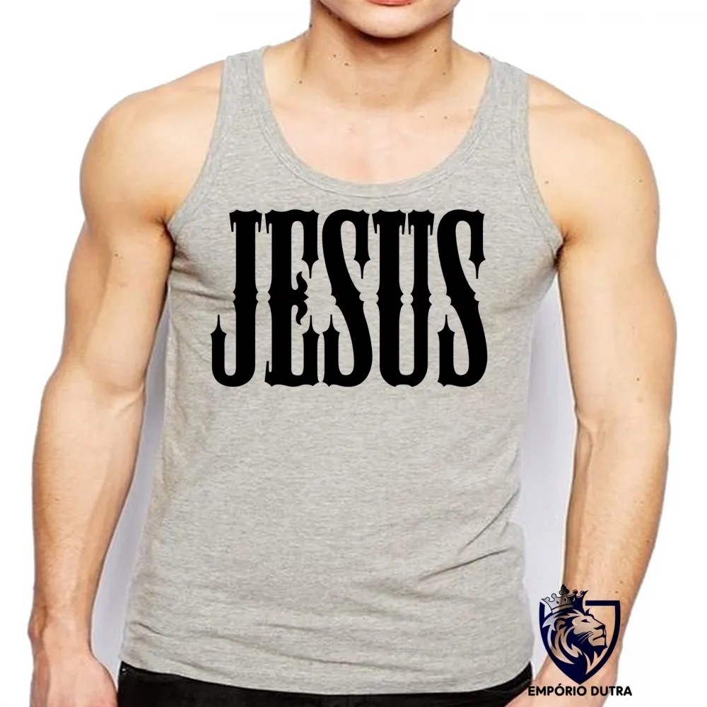 Camiseta Regata adulto ou infantil Jesus Cristo DEUS Cristão nosso Rei