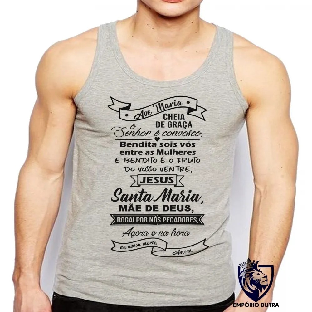 Camiseta Regata adulto ou infantil Ave Maria oração JESUS CRISTO DEUS MÃE