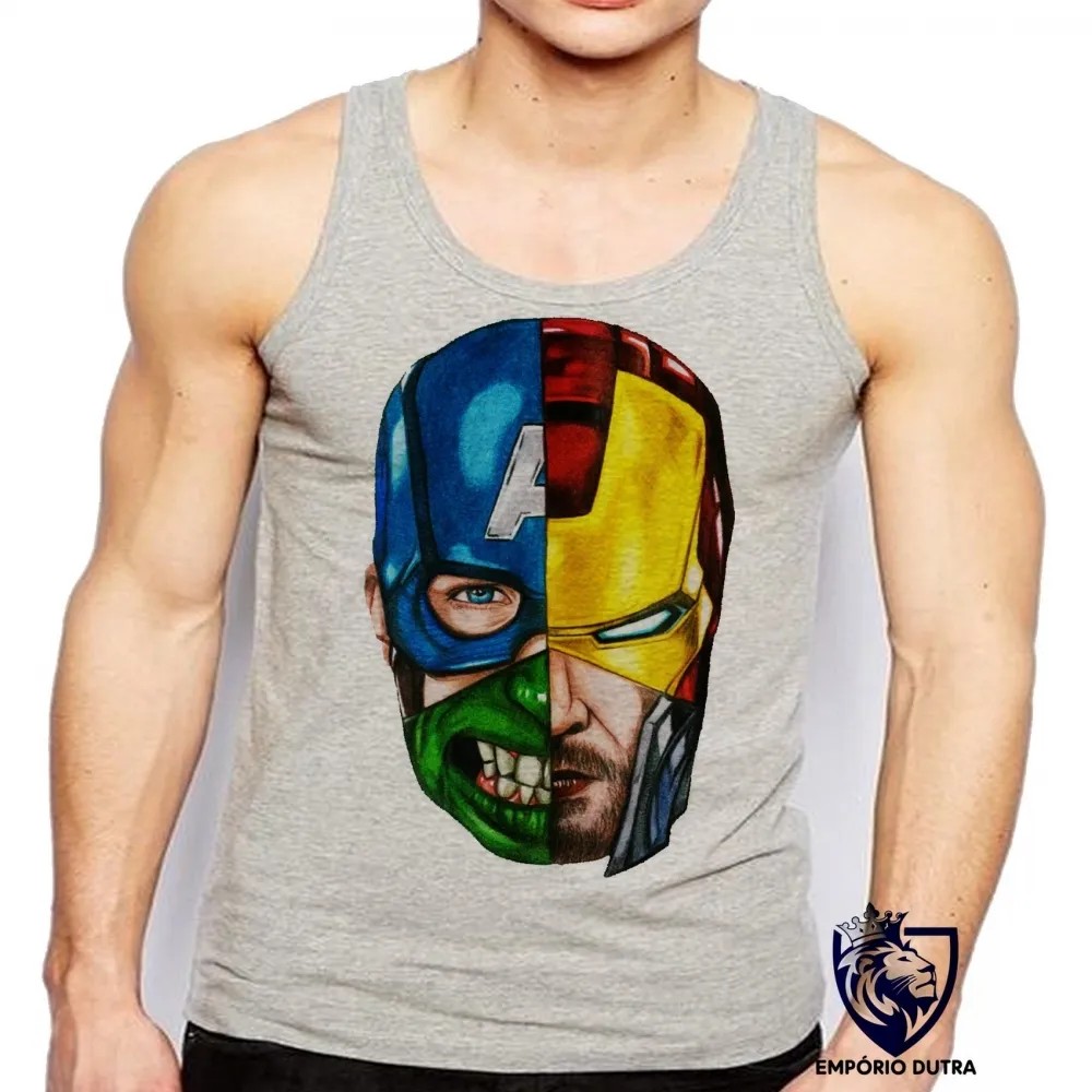 Camiseta Regata adulto ou infantil vingadores hulk thor capitão america homem ferro