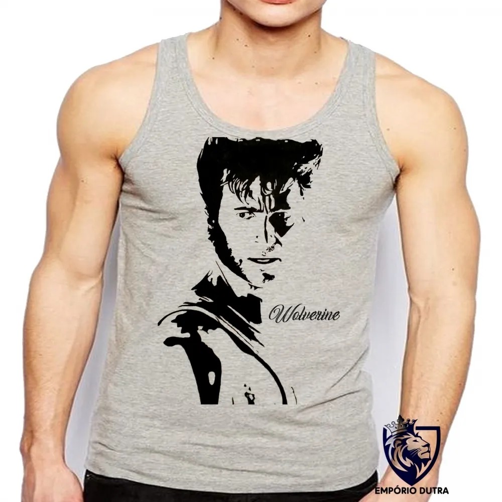 Camiseta Regata adulto ou infantil Perfil Logan Wolverine x men
