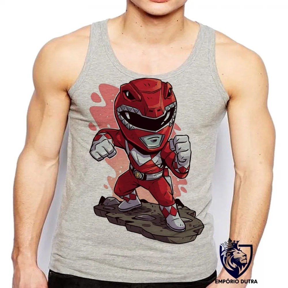 Camiseta Regata adulto ou infantil POWER RANGER vermelho