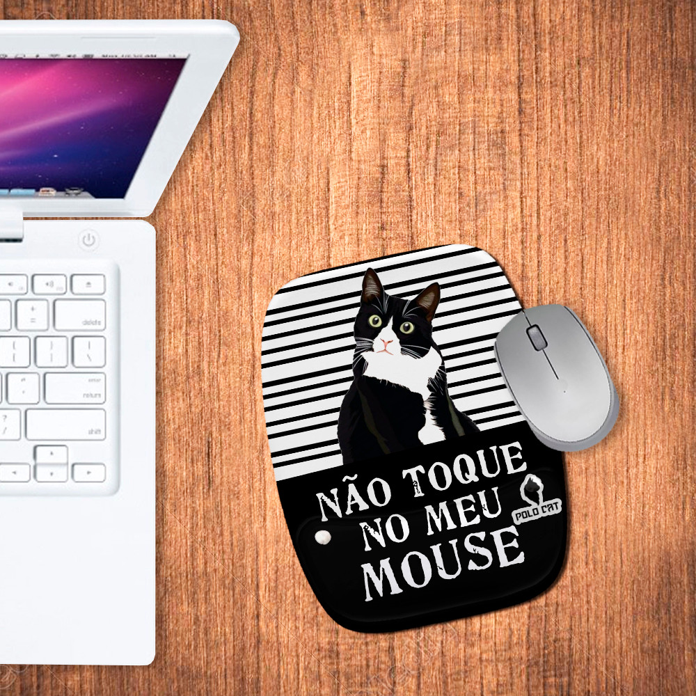 Mouse Pad Retangular Ergonomico Não toque no meu mouse Gato Gatinho Cat