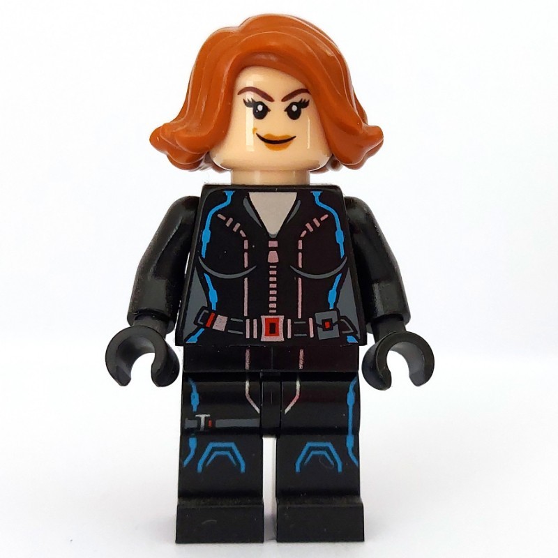 Lego Minifigure Black Widow, Black Jumpsuit, Dark Azure High