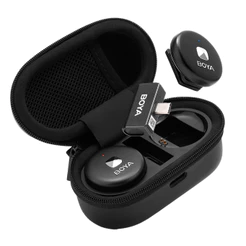 Sistema Microfone Sem Fio Boya Omic-U Usb C Lapela Preto