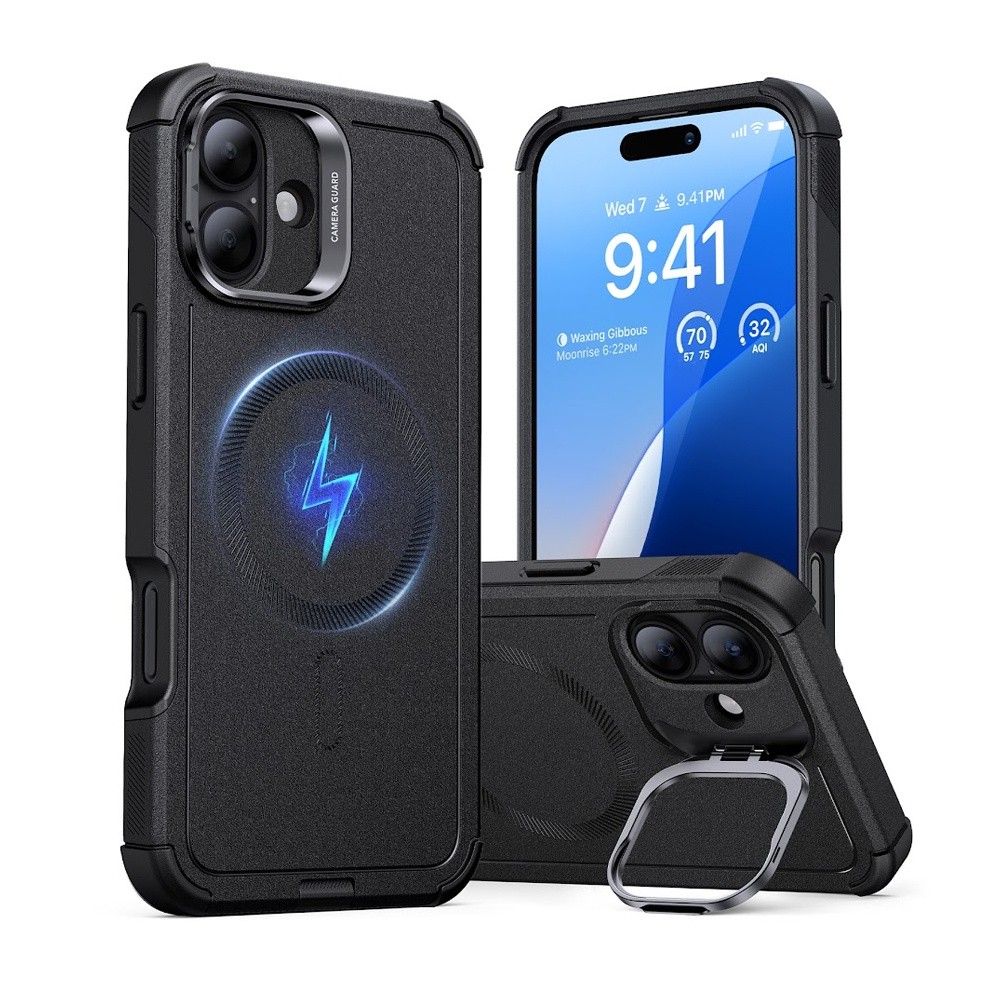 Capa iPhone 16 Plus Esr Cyber Armor Suporte Stash Preta em Oferta na Shopee