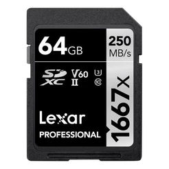 Cartão Memória SDXC Lexar 64GB 250mbs p Foto e Vídeo 4k HD