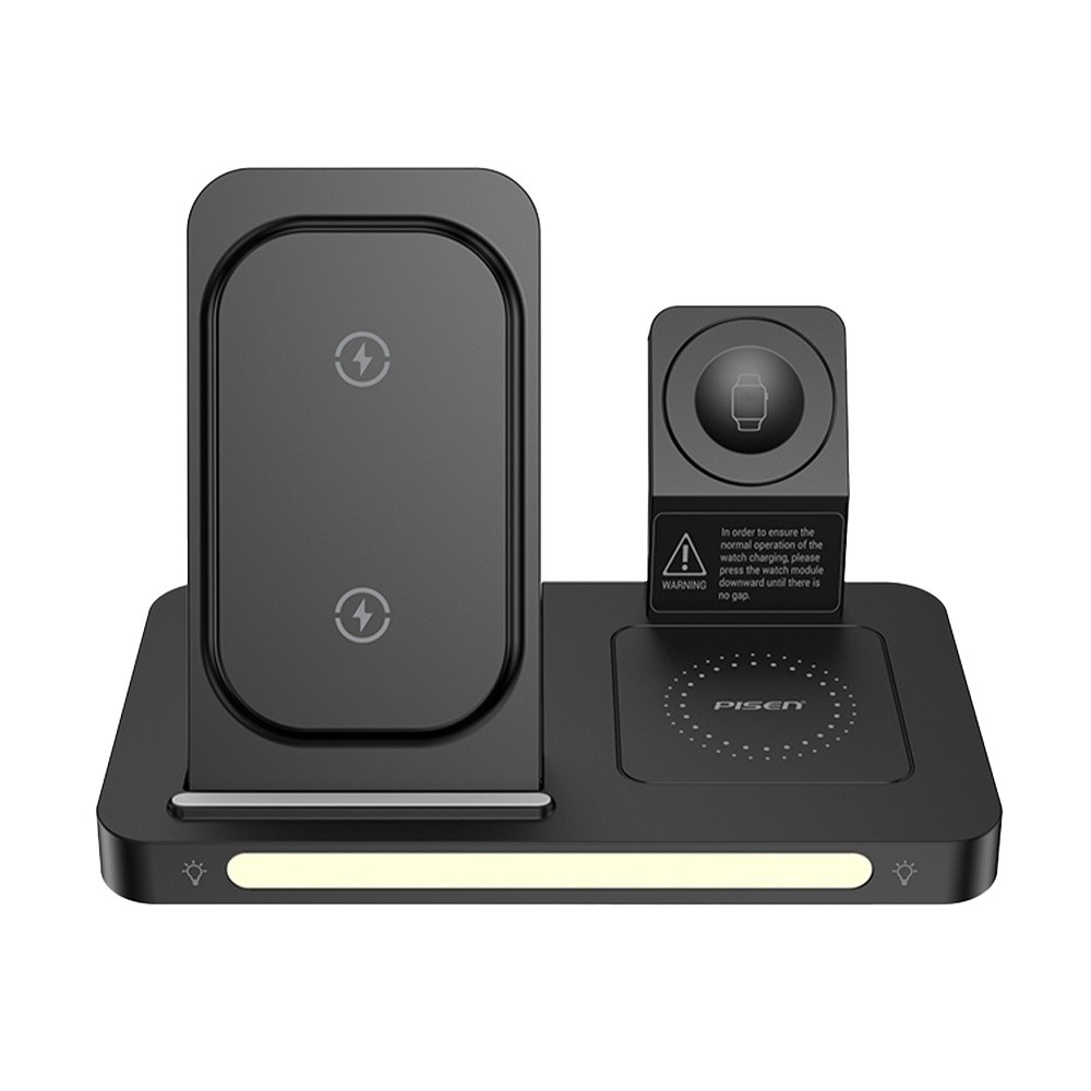 Carregador Sem Fio Qi Pisen 3 em 1 MagSafe pra Ios Preto em Oferta na Shopee