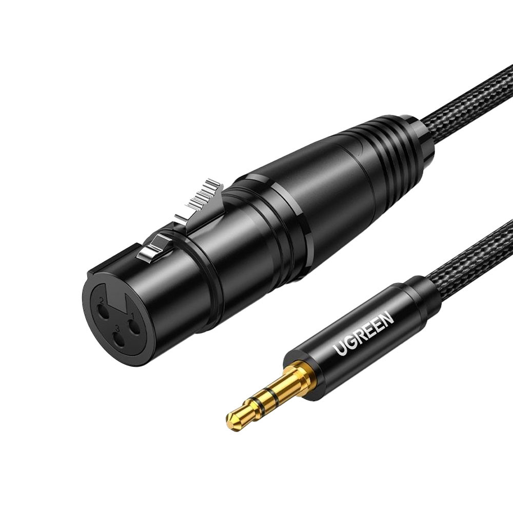Cabo Áudio Microfone Ugreen 3.5mm p/Xlr Fêmea 1M Preto em Oferta na Shopee