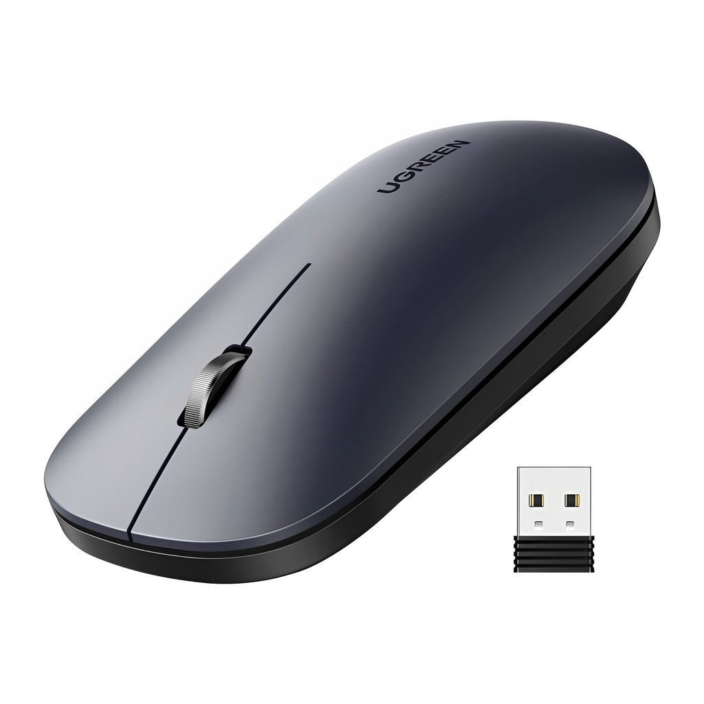Mouse Bluetooth Sem Fio Ugreen 4000dpi 2,4Gz Cinza Preto