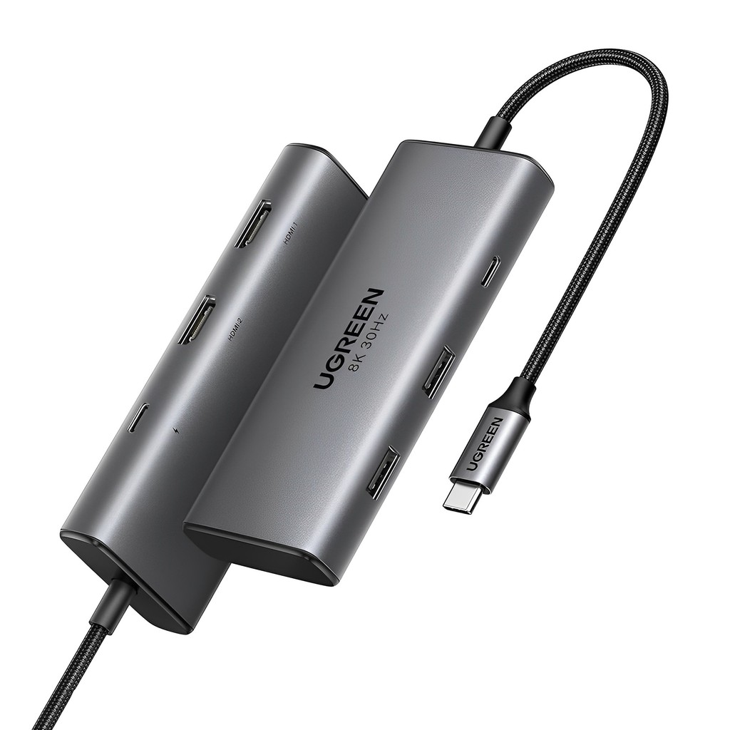Hub Adaptador Ugreen 6 em 1 p/ Usb C + PD 8K-30Hz Cinza