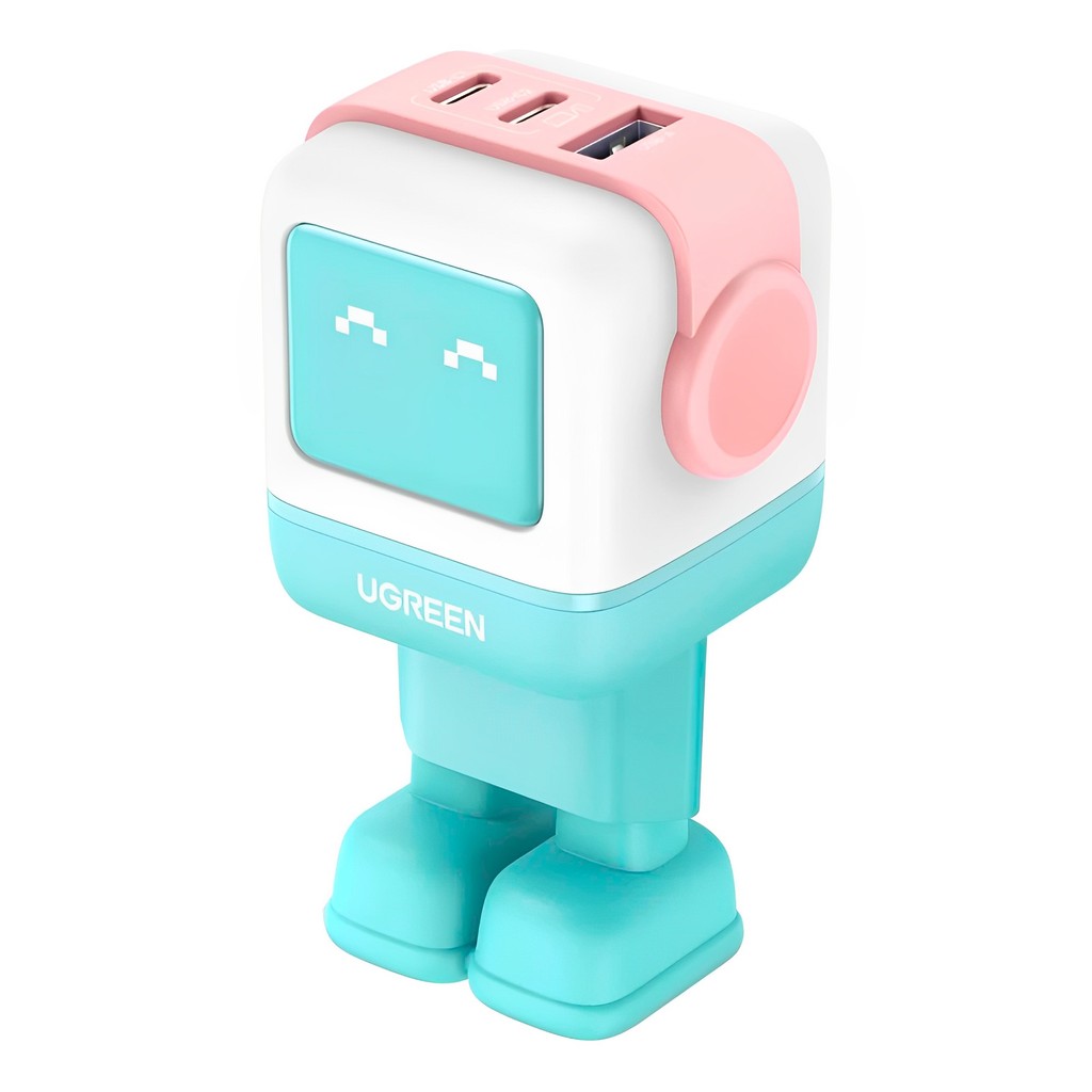 Carregador Parede Ugreen Porta Usb-A/C Máx 65W Azul Rosa