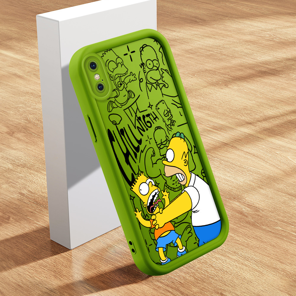 Capa Para iPhone XS MAX Capinha De Simpson Celular Macio Case Verde Rosa Vermelha 1897 TY em Oferta na Shopee