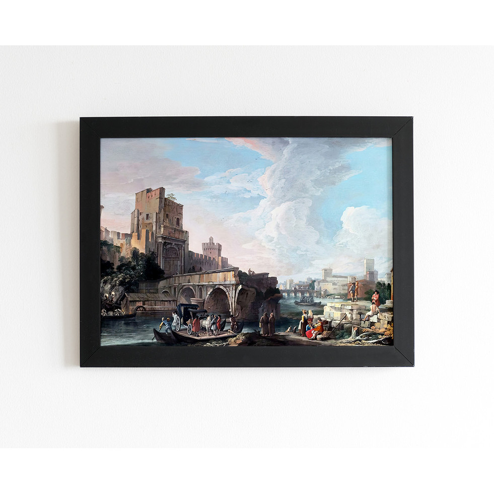 Quadro Art Carlevaris Luca Paisagem Fluvial com um Capricho
