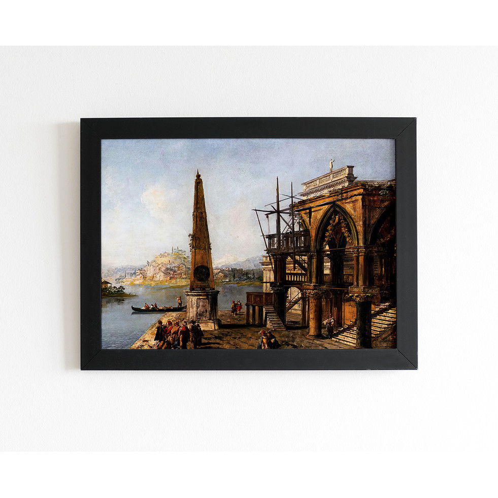 Quadro Art Marieschi Capricho com Edifício Gótico e Obelisco