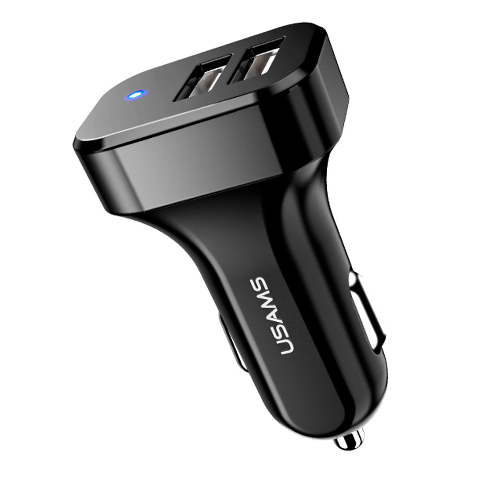 Carregador Veicular Usams Máx. 2.1A 2x Porta Usb A Preto em Oferta na Shopee