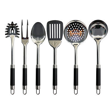 Utensílios de Cozinha em Inox concha, fatiador de pizzas, abridor, pegador de massas, espatúla.