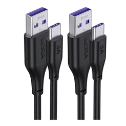 Cabo de Carregamento 1Hora Usb 2.0 A/C 5A Macho 2M Preto 2 Unidades
