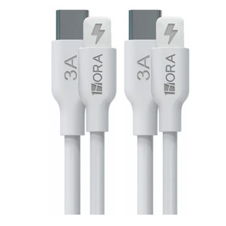 Cabo de Carregamento 1Hora Usb C/Lightning 2.4A 1M Branco 2 Unidades em Oferta na Shopee