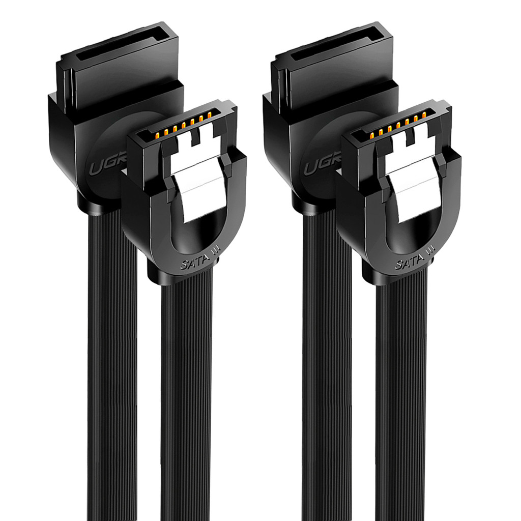 Cabo de Dados Sata3 Ugreen 6Gbps 0.5 Metros Preto 2 Unidades